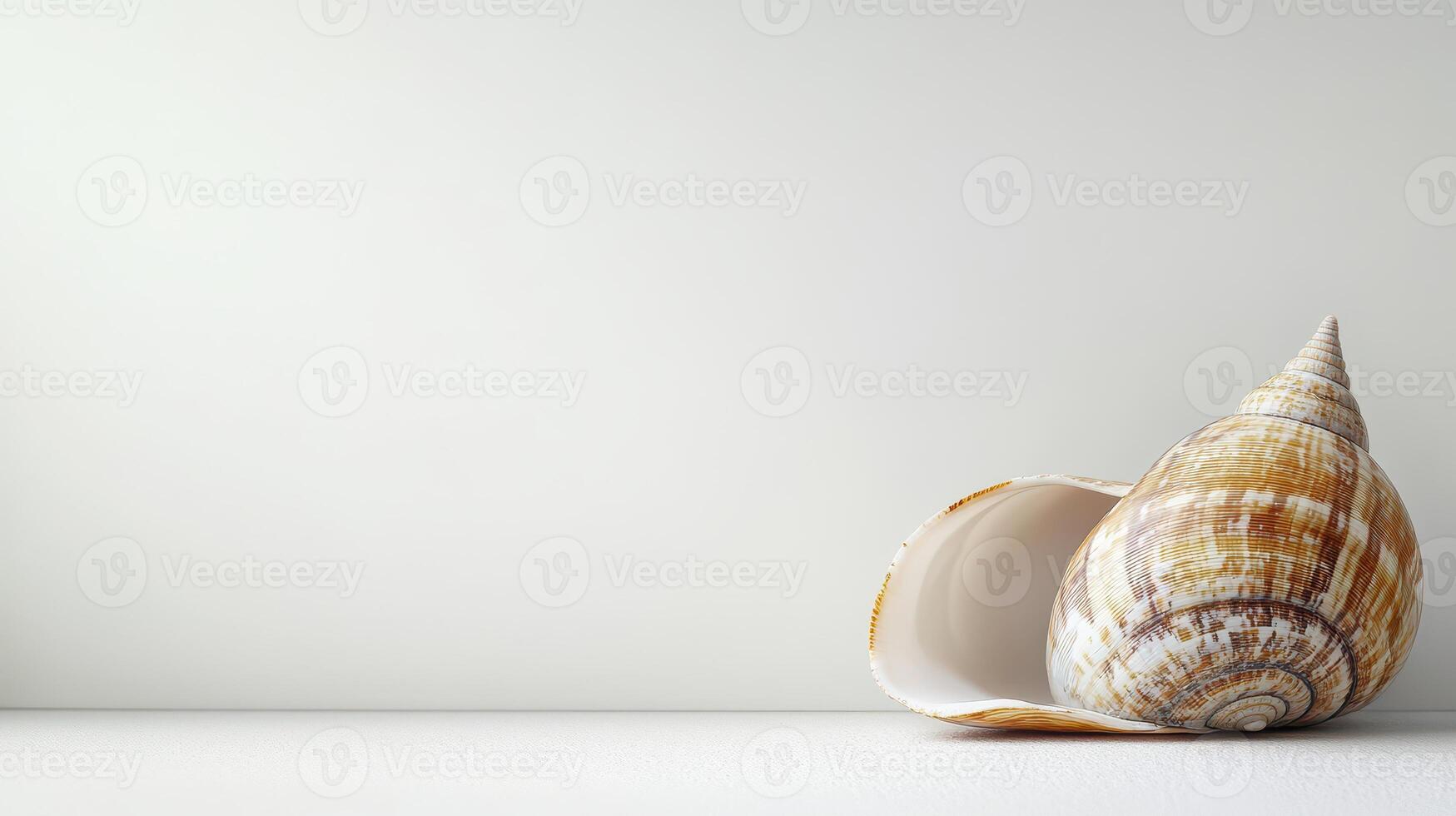 Beautiful seashell resting on smooth surface photo