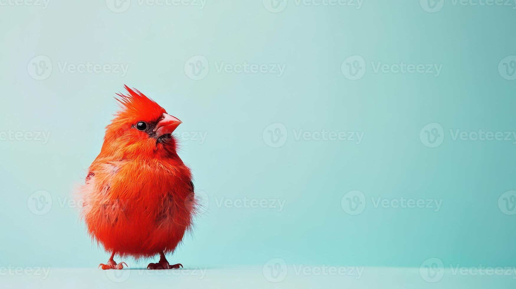 Bright cardinal bird perched on a surface photo