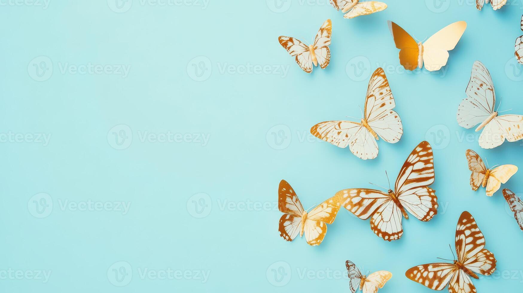 Vibrant butterflies on a blue backdrop photo