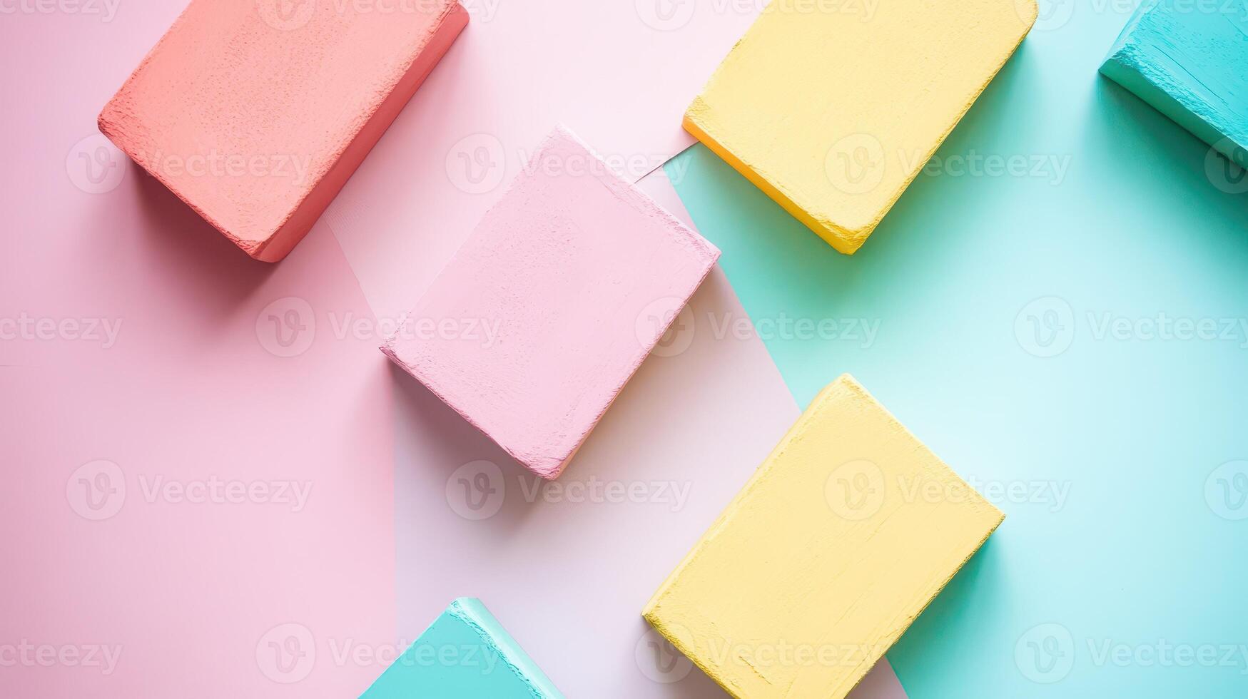 Colorful blocks arranged on a pastel background photo