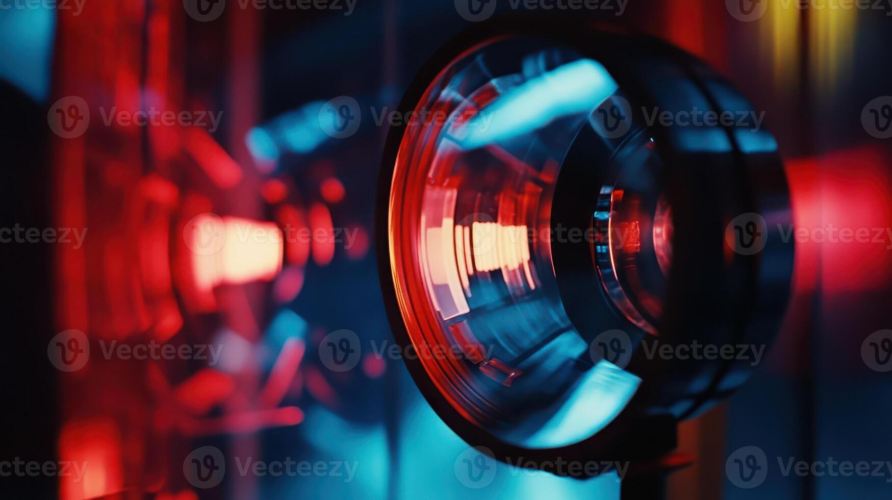Colorful reflections from glass lens photo