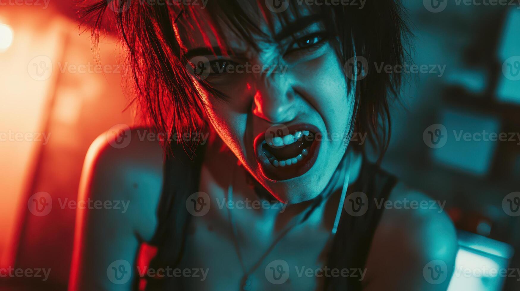 Bold punk model in studio setting photo