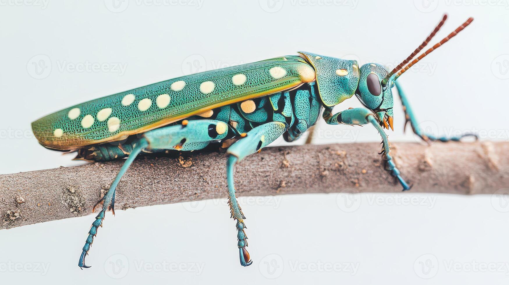 Colorful insect perched on a branch in nature photo