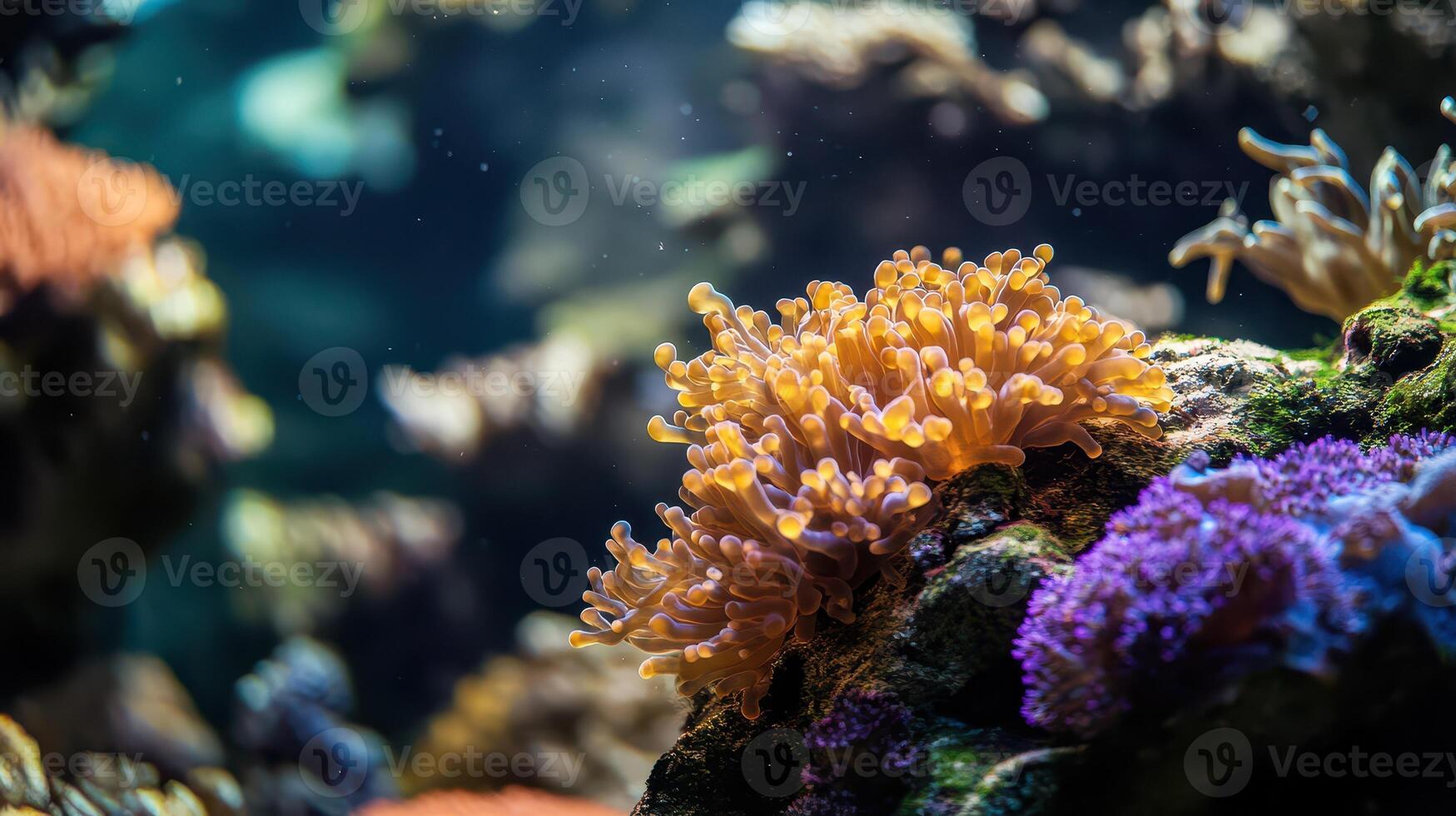 Vibrant coral in thriving ecosystem photo