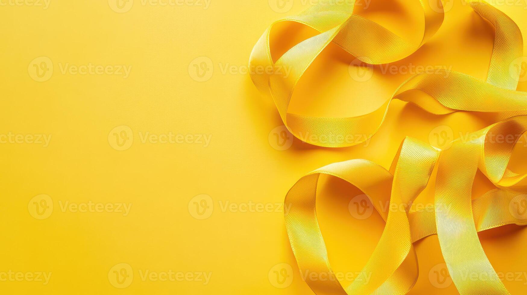 Yellow ribbon strands on vibrant background photo