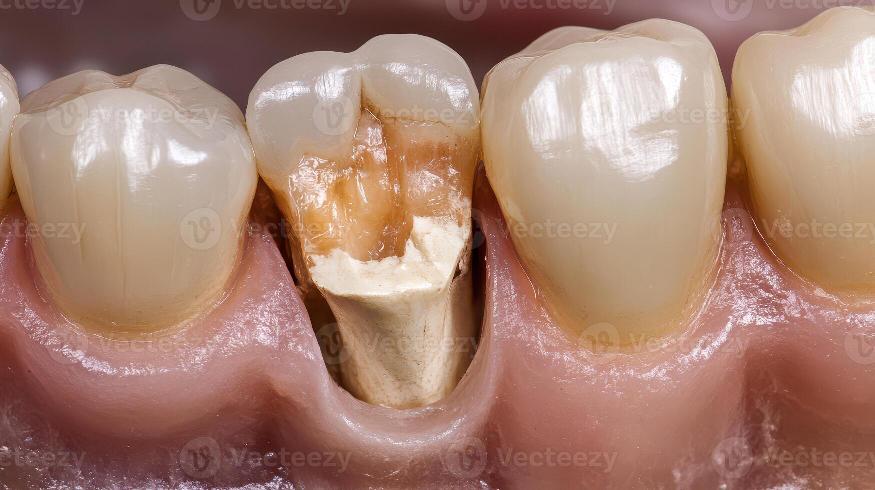 Dental cavity showing significant decay in tooth photo