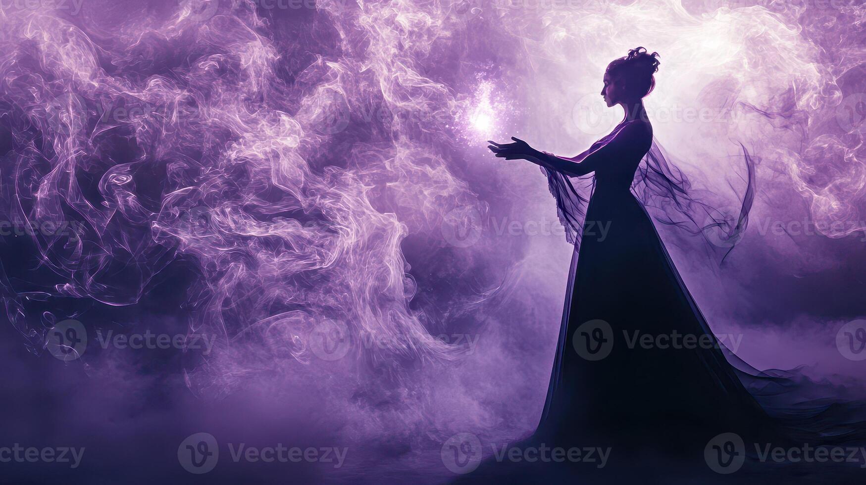Magical figure in a misty scene photo