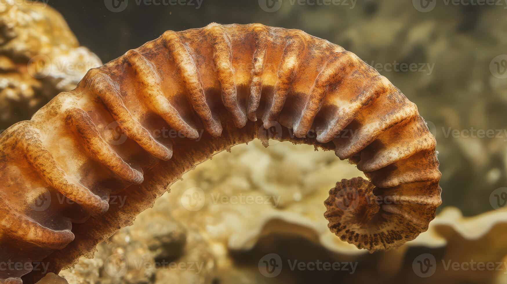 Seahorse curling its tail in coral reef habitat photo