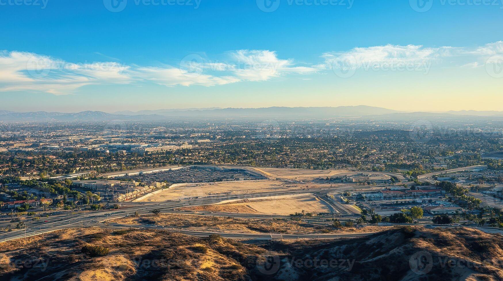Stunning aerial view of expansive urban landscape photo