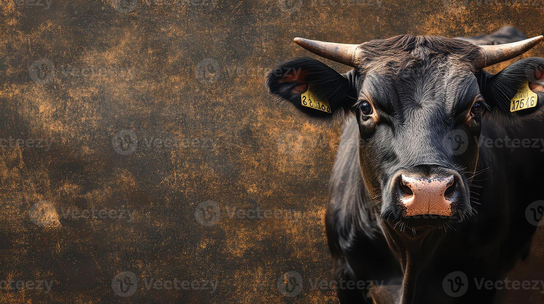 Cow on a farm with textured backdrop photo