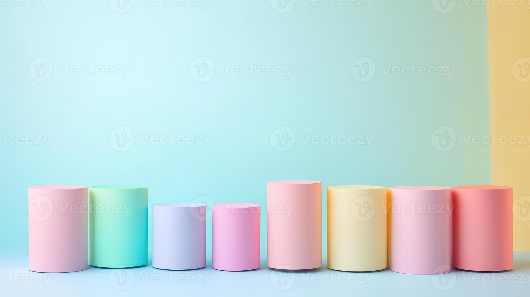 Colorful cylindrical shapes arranged in a gradient photo
