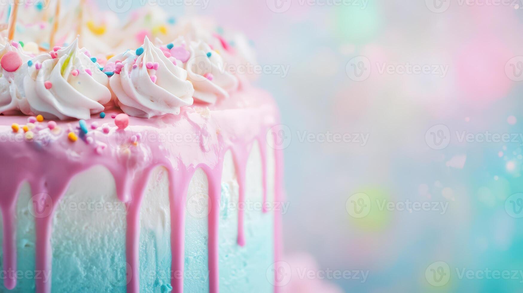 Colorful cake with sprinkles on display photo