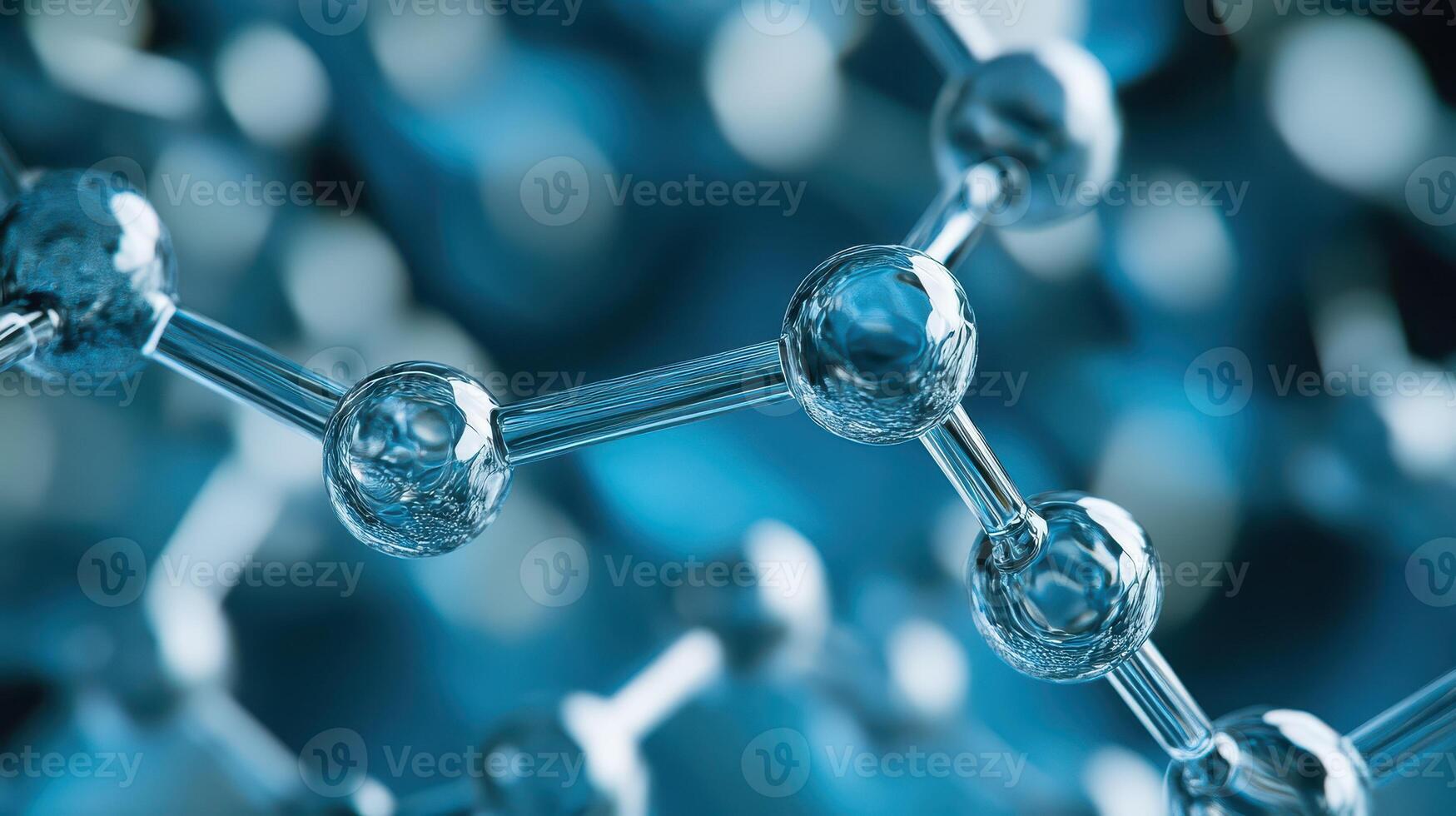 Blue background molecule structure detail photo