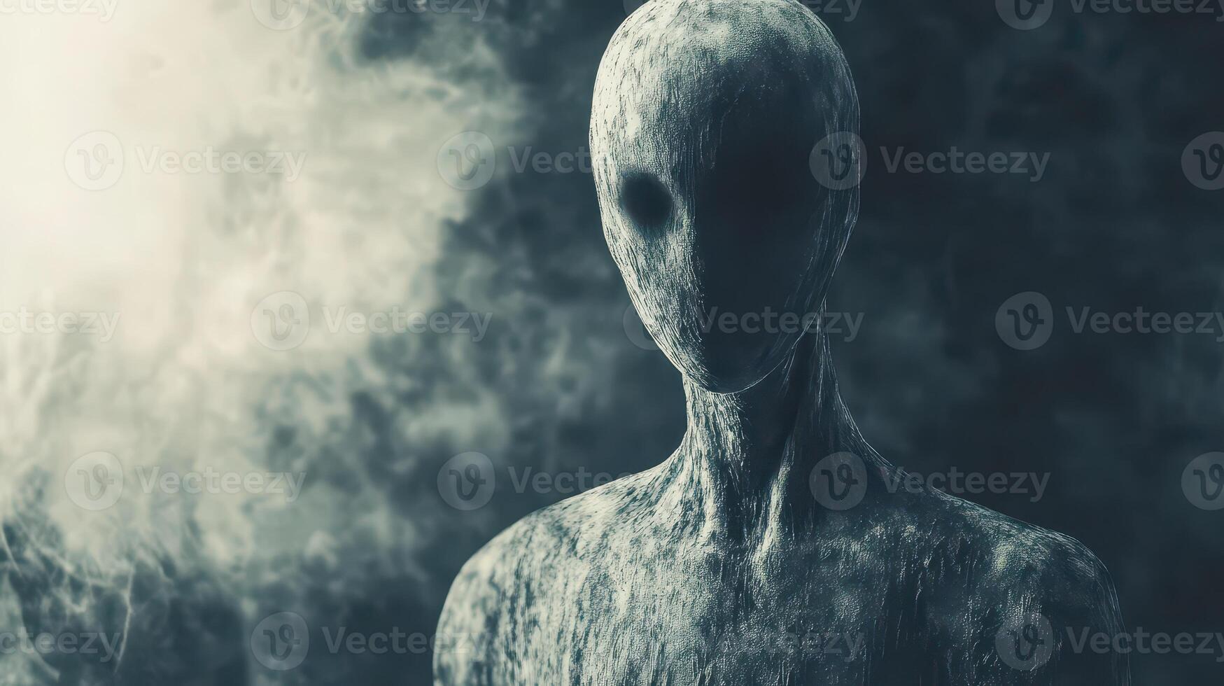 Mysterious figure surrounded by smoke at night photo