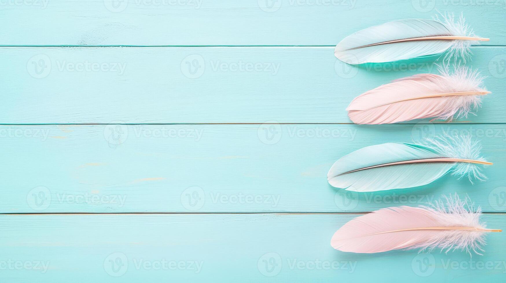 Feathers on a wooden backdrop photo