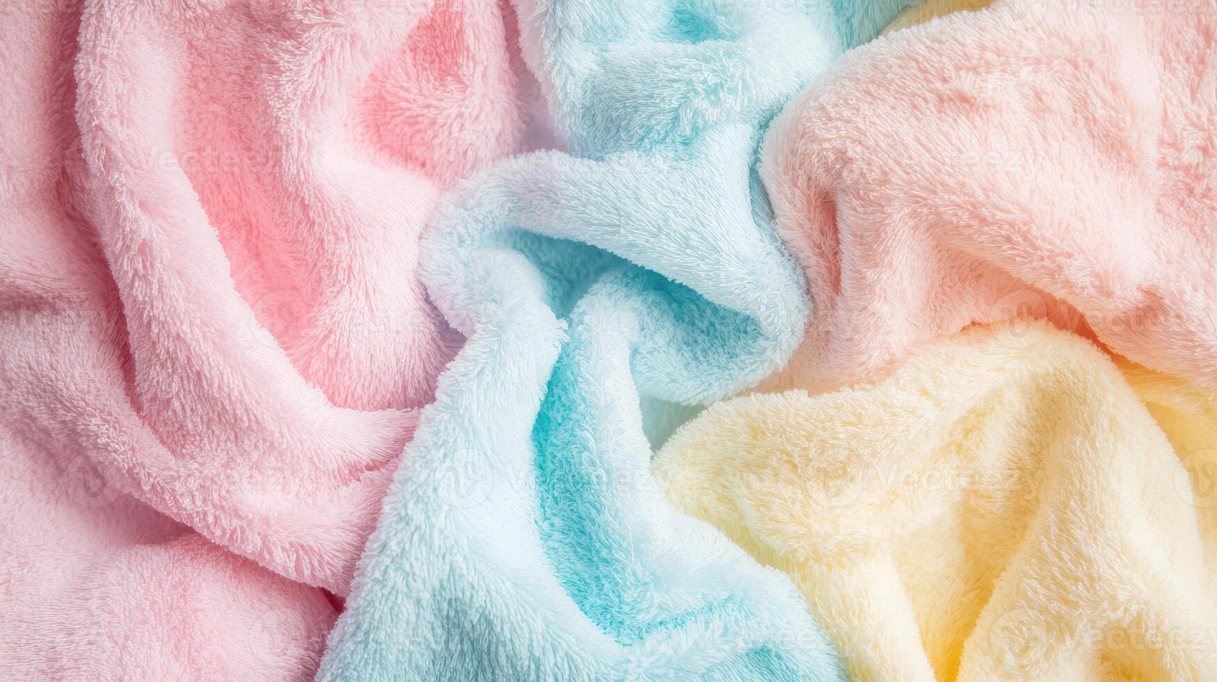 Soft pastel towels arranged in a cozy display photo