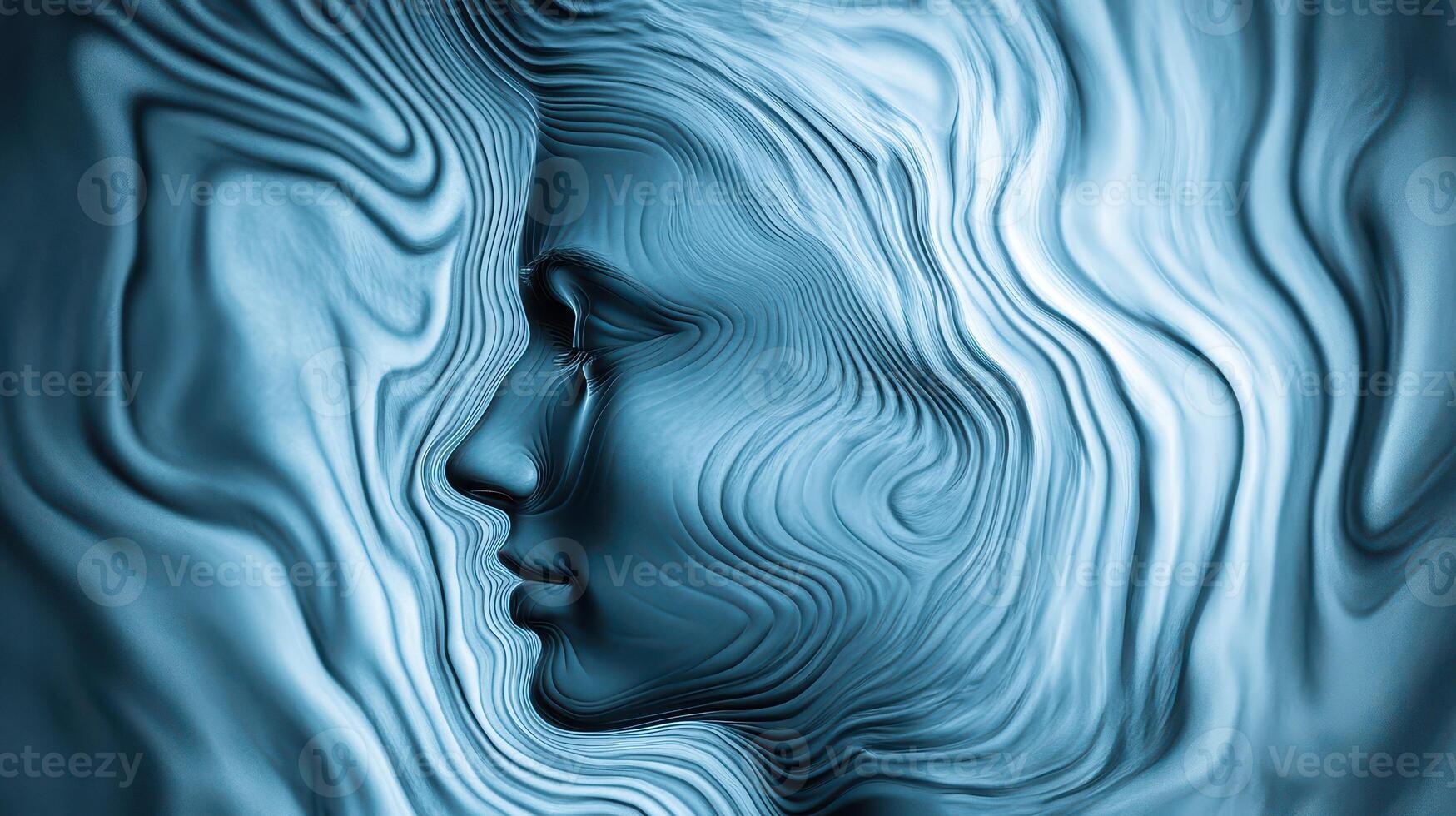 Blue toned abstract human face photo