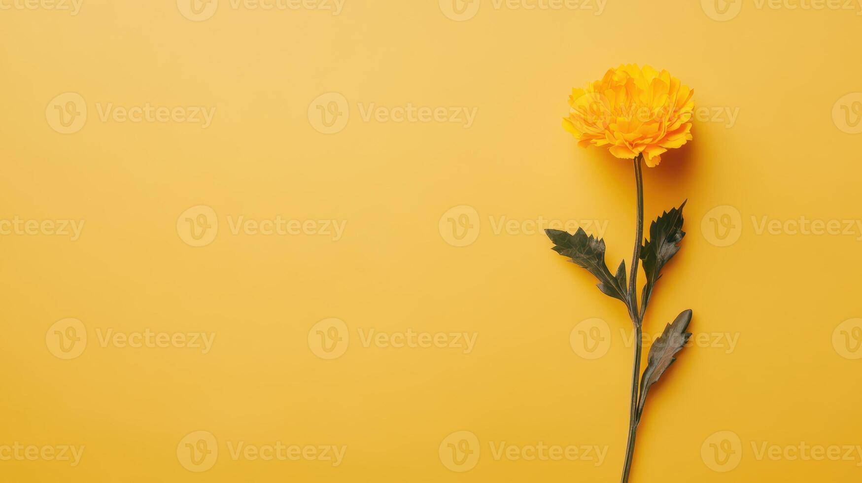 Vibrant yellow flower on bright yellow background photo