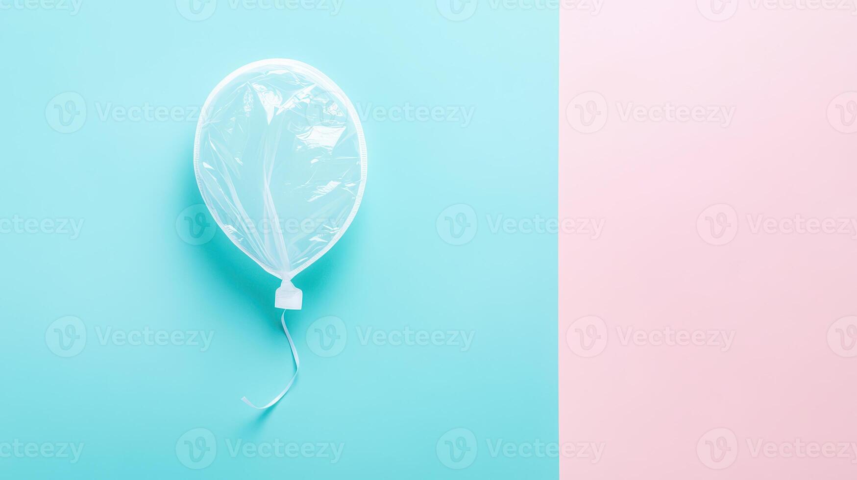 Floating clear balloon on a pastel backdrop photo