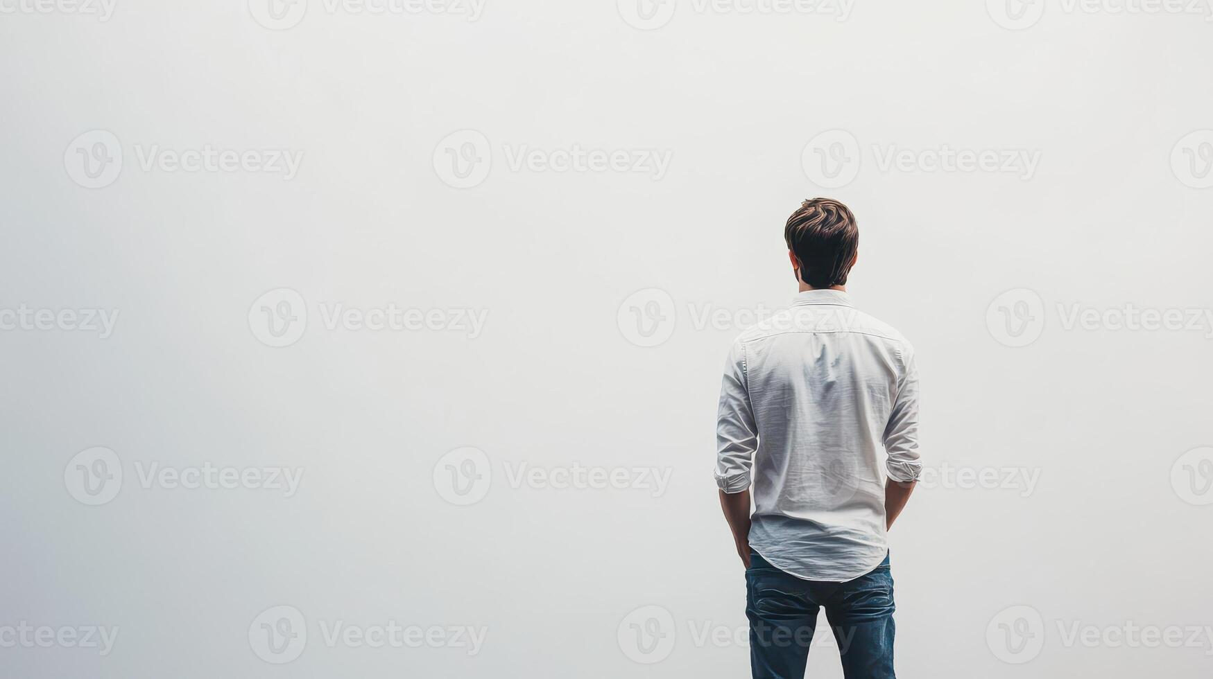 Individual contemplating in minimalistic space photo