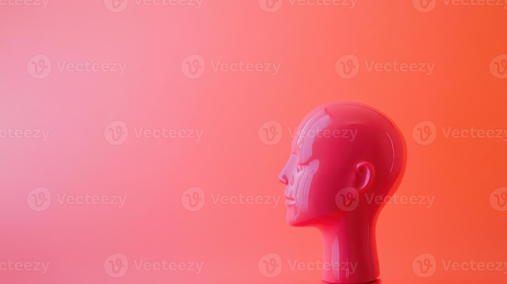 Pink mannequin head against a vibrant background photo