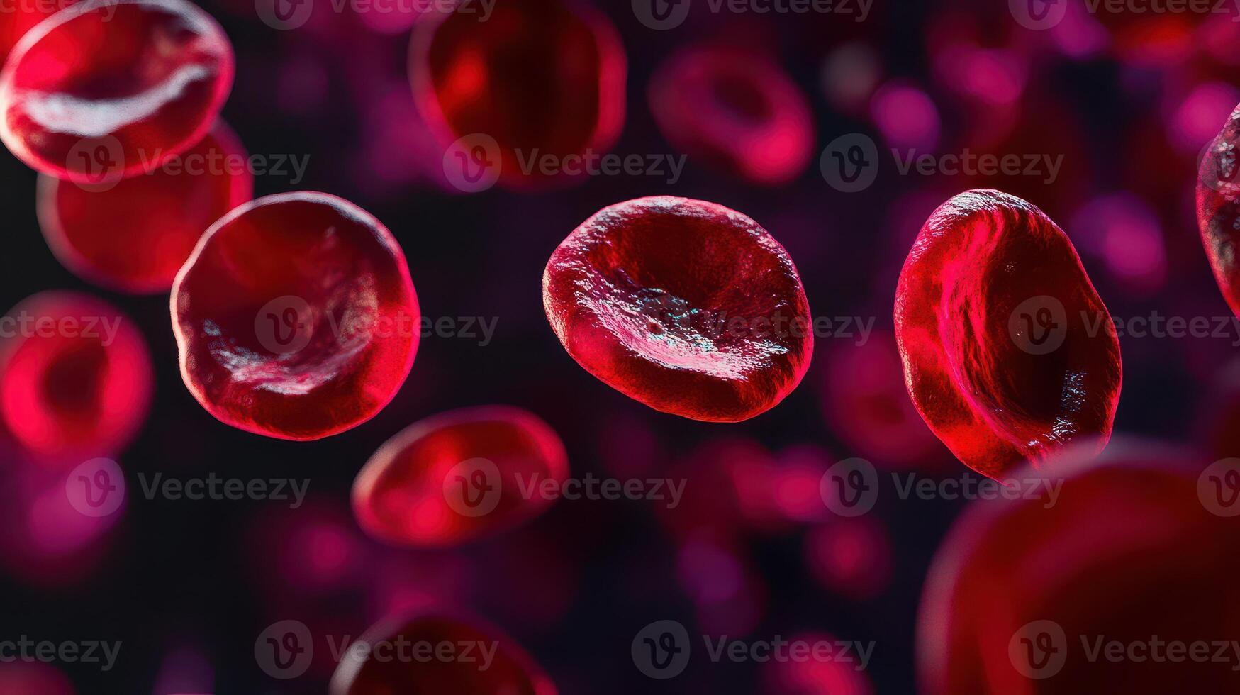 Red blood cells flowing through the bloodstream photo