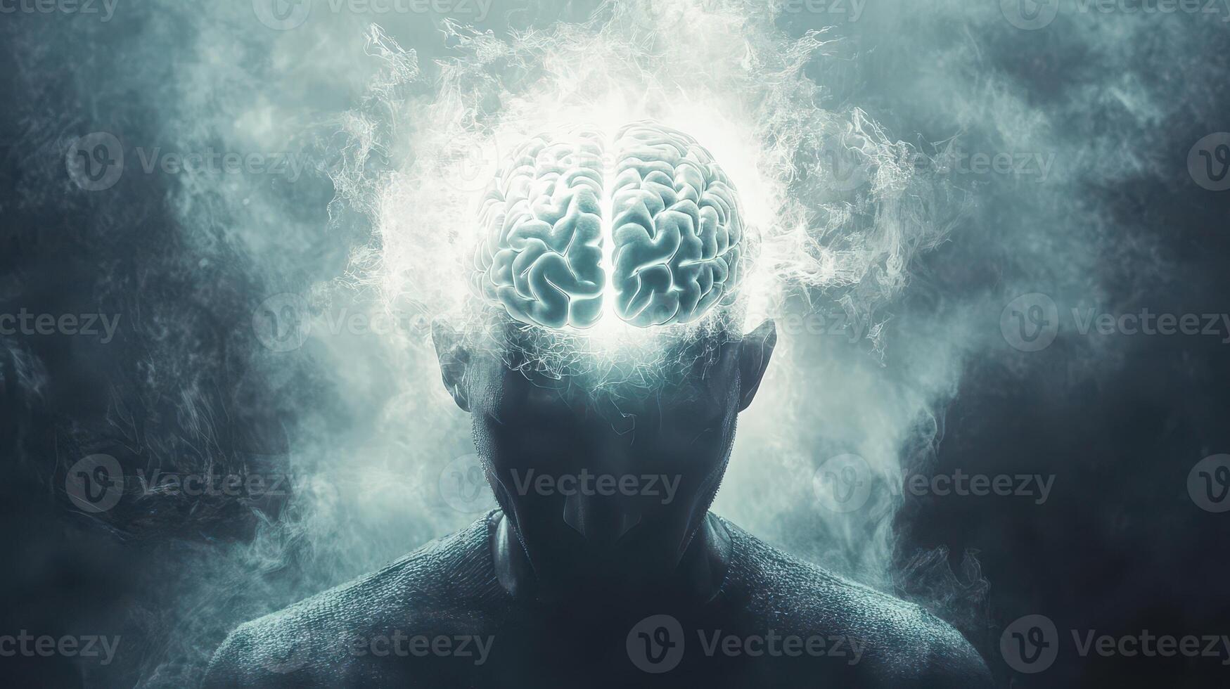 Human mind illuminated by creativity and thought photo