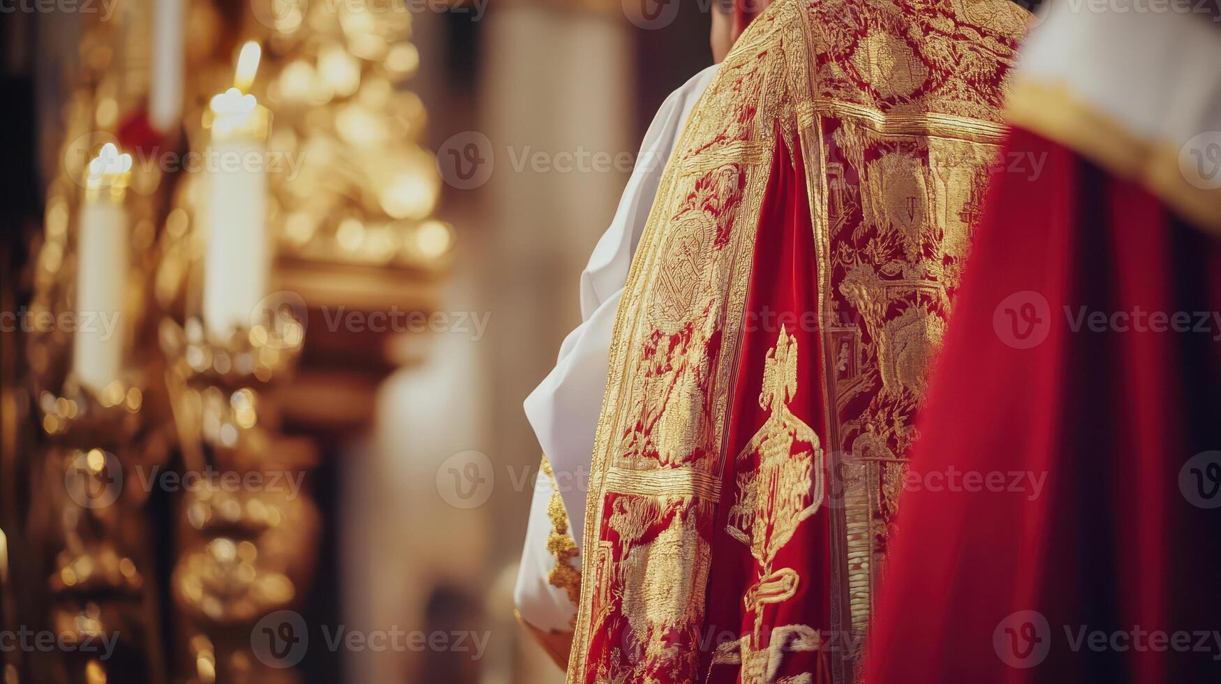 Ceremony in ornate vestments at sacred location photo