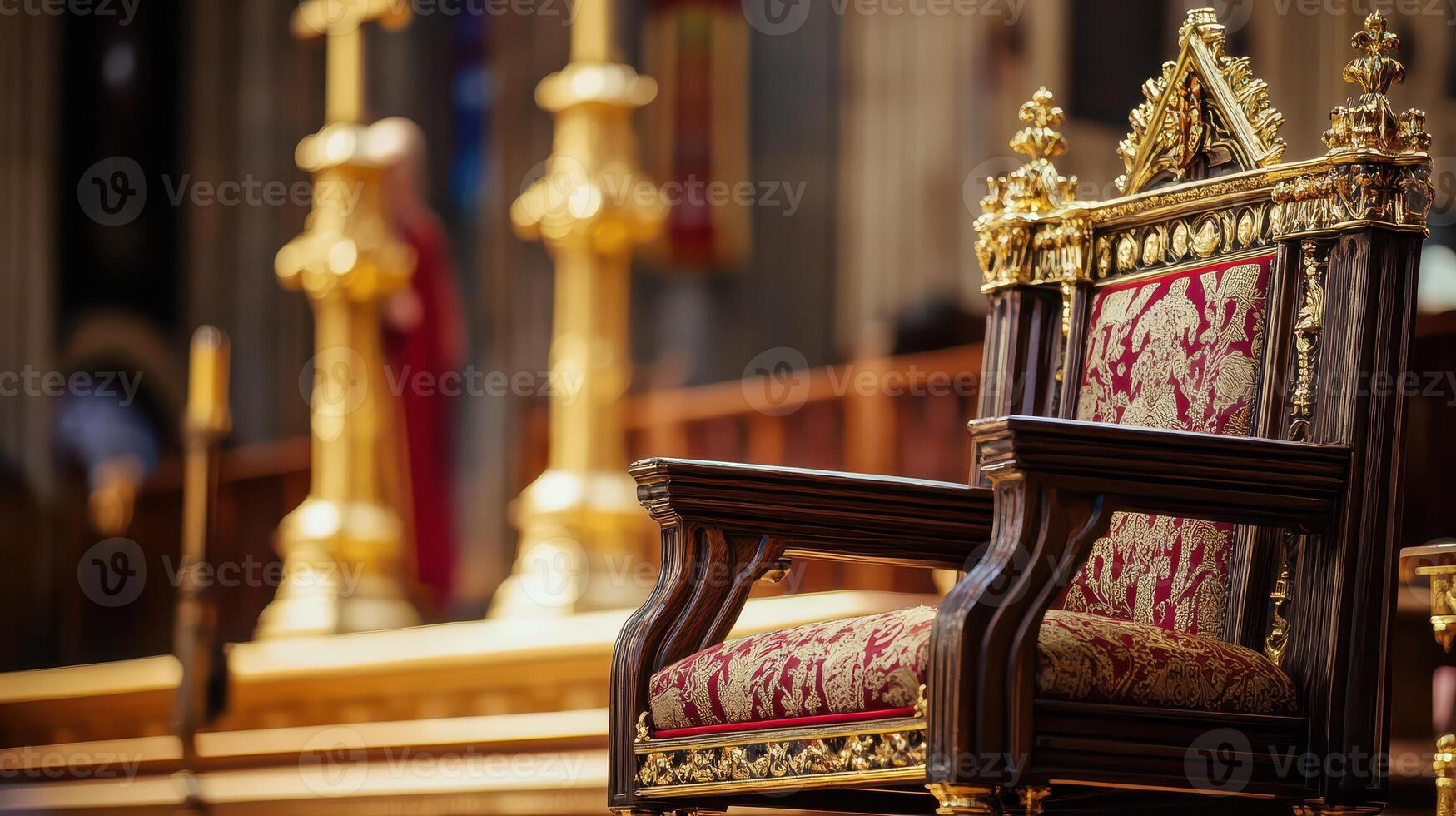 Regal throne inside majestic church setting photo