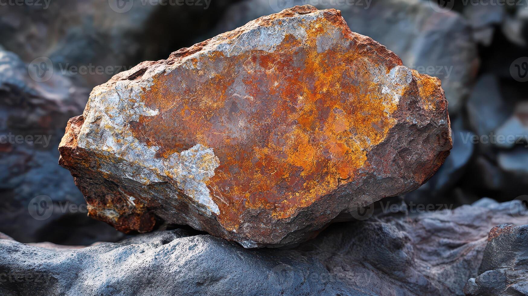 Orange mineral on rocky surface photo