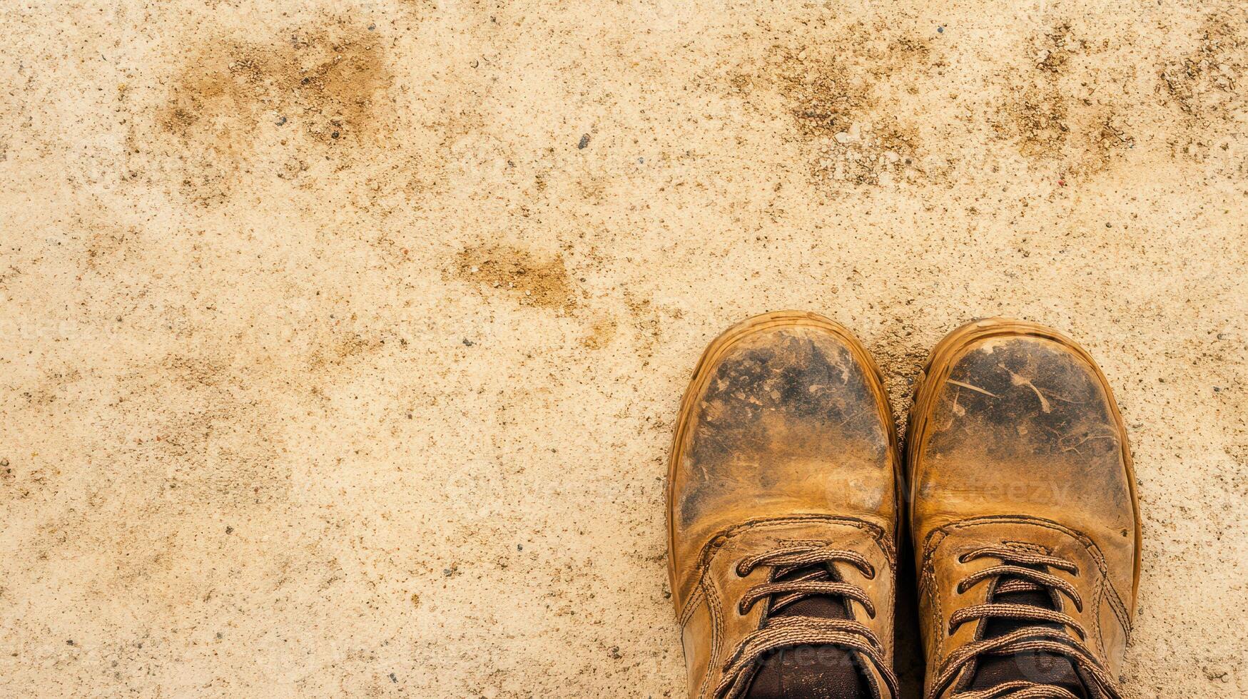 Brown boots on sand outdoors photo