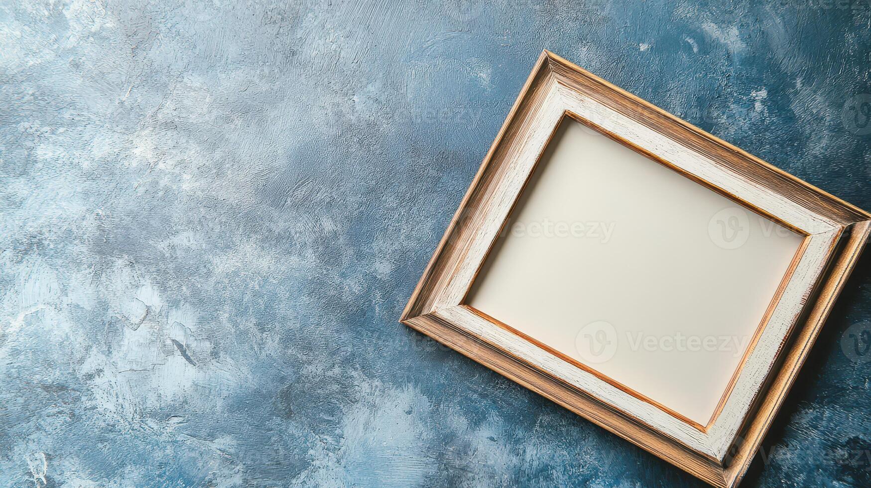 Decorative frame on blue textured background photo