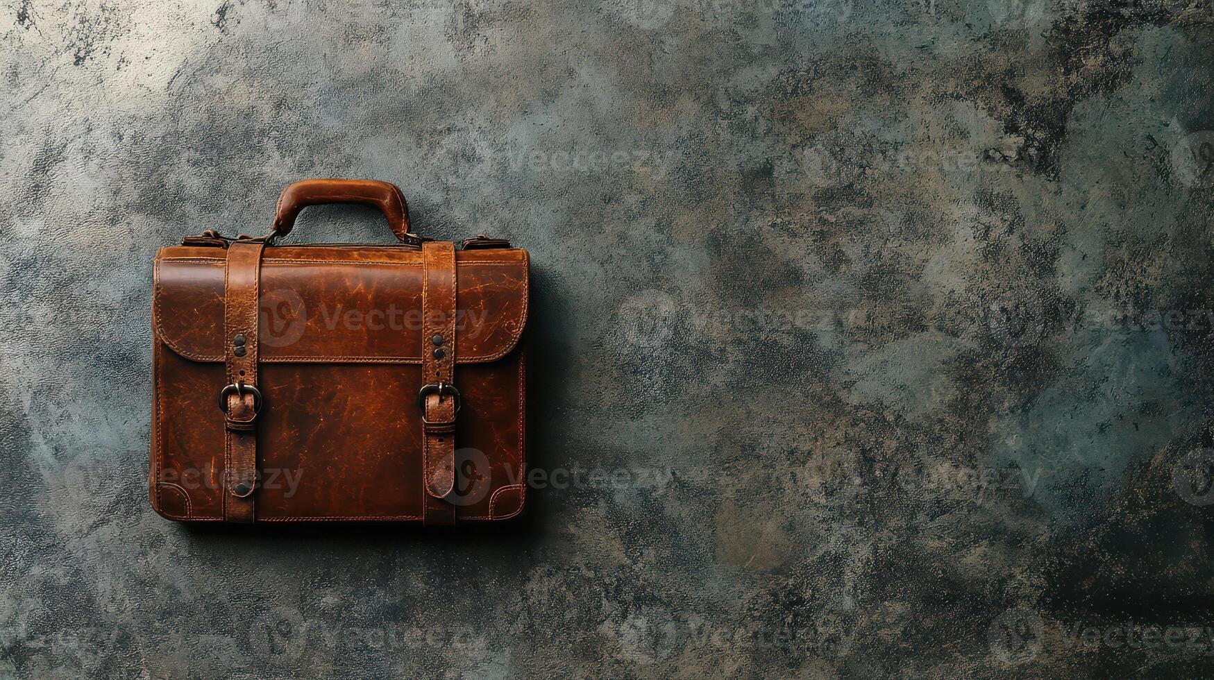 Leather briefcase on textured surface photo