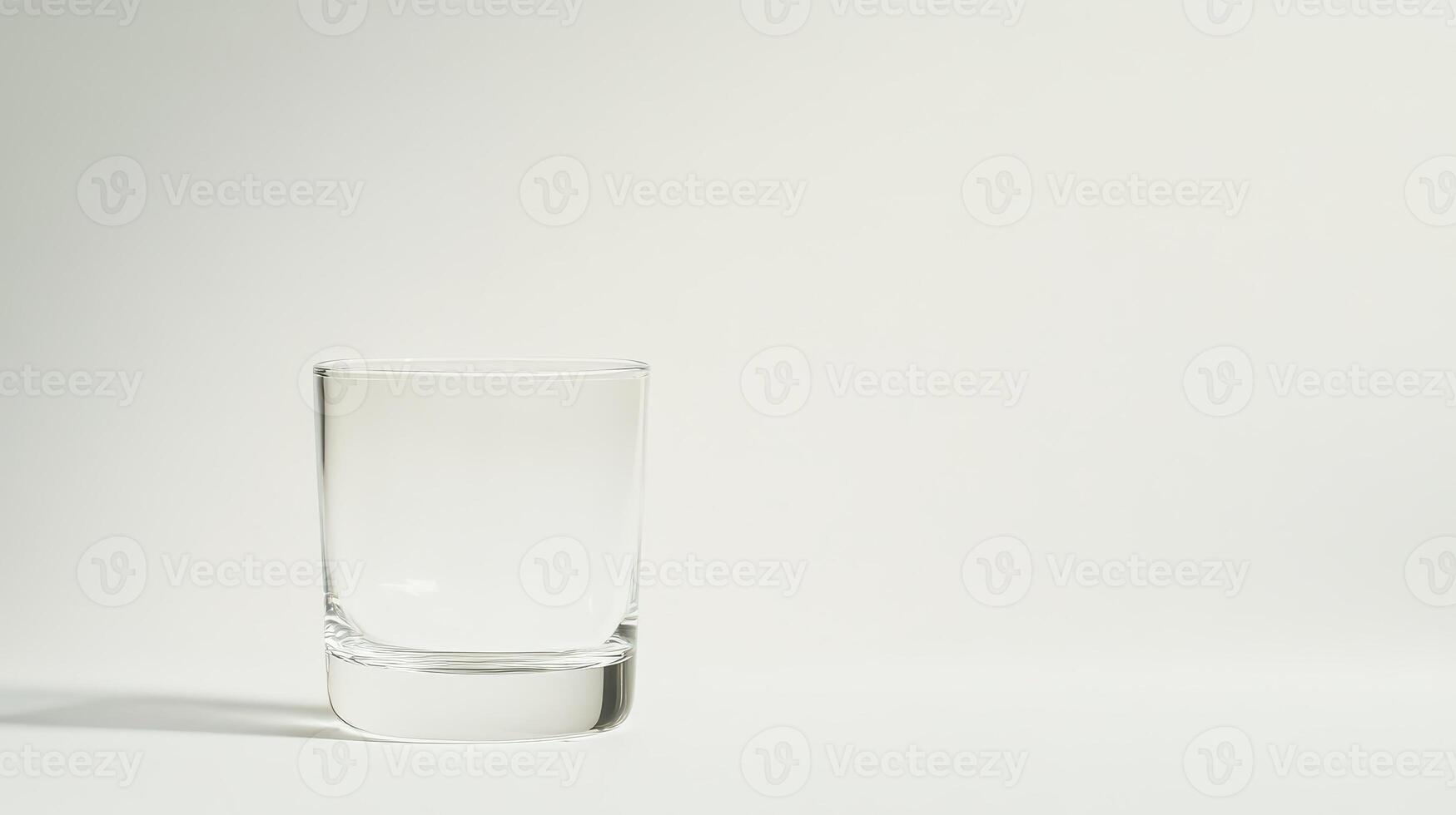 Clear glass sits on a minimalistic surface photo