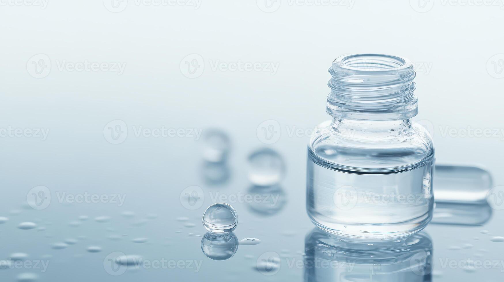 Clear glass container with liquid on surface photo