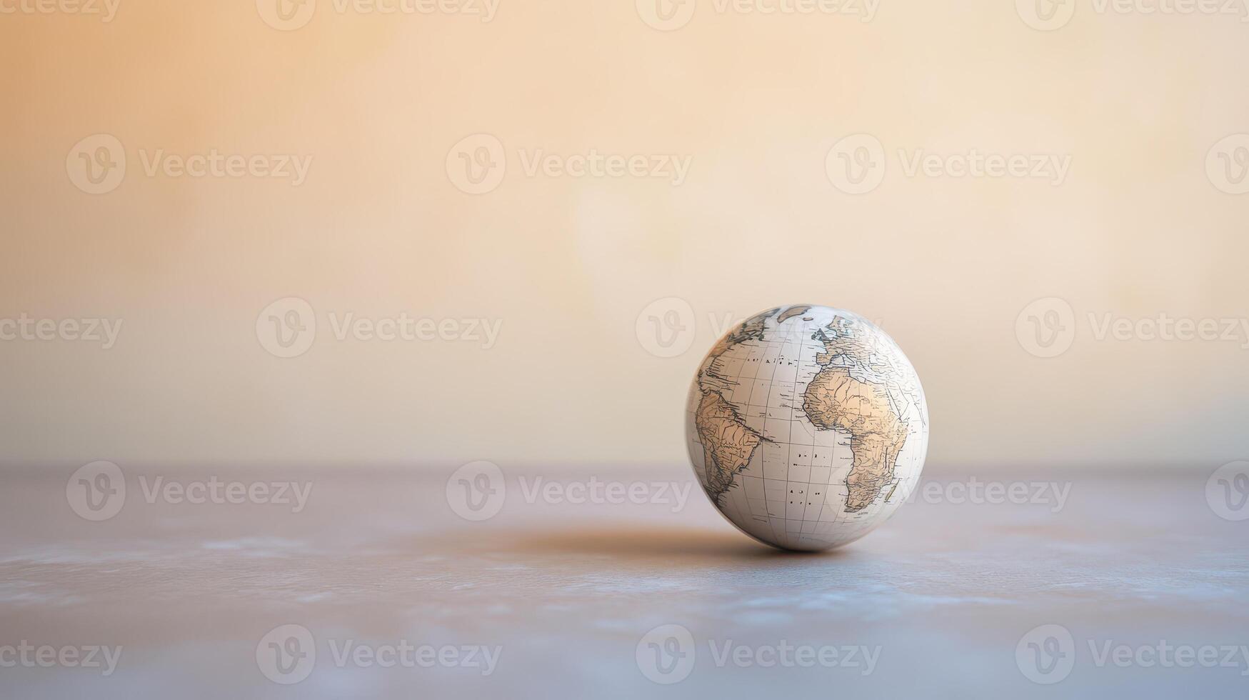 Globe on a neutral surface showing geography photo