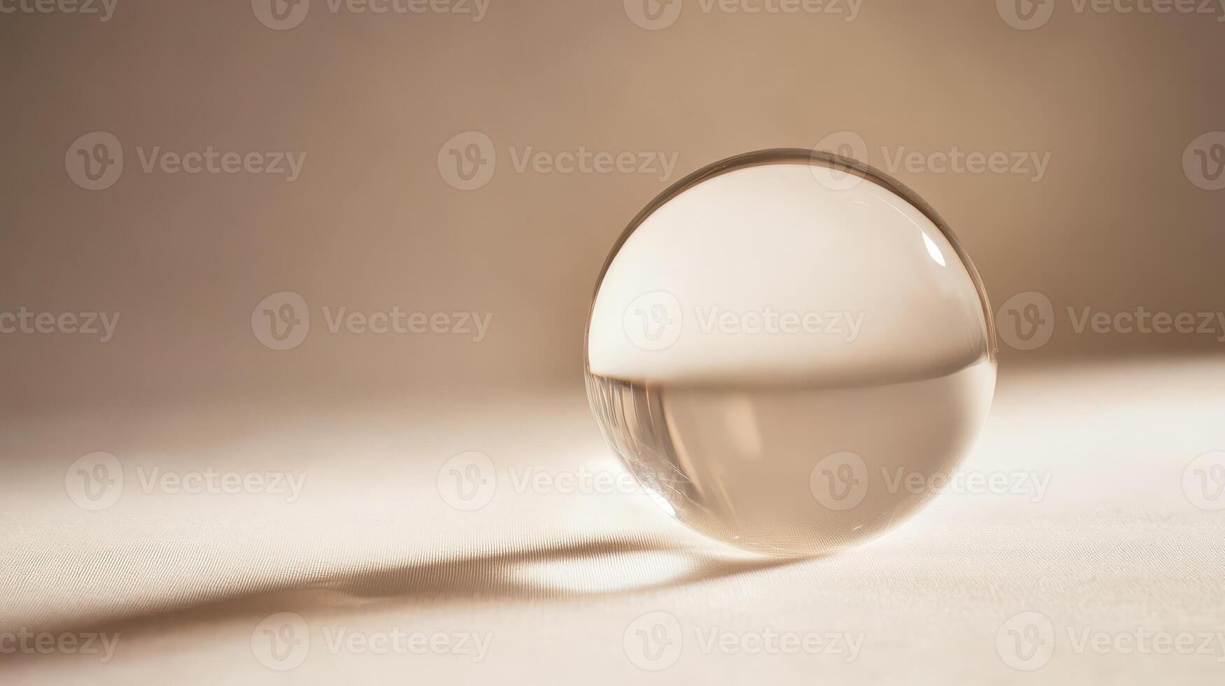 Crystal sphere on a soft surface creating shadows photo