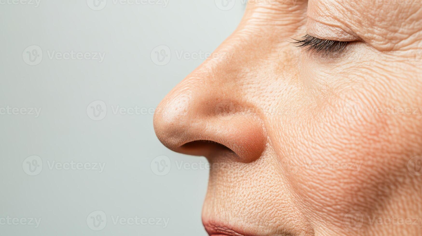 Calm elderly womans profile view photo