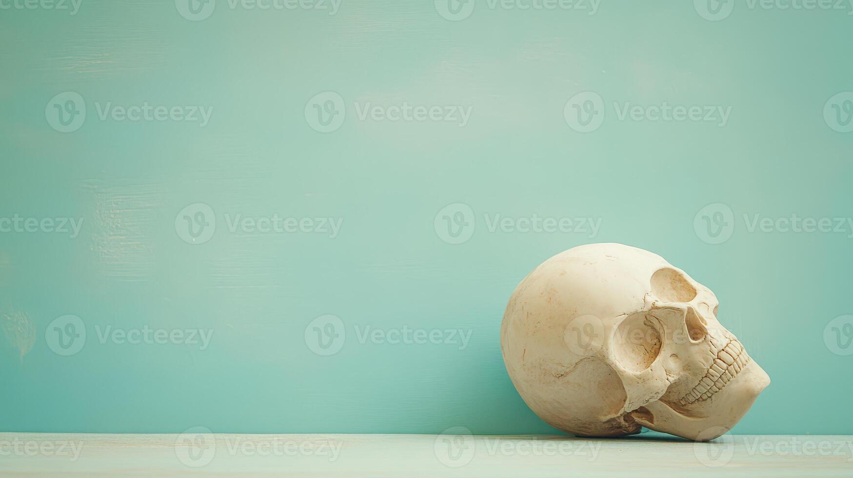 Skull against light blue backdrop photo