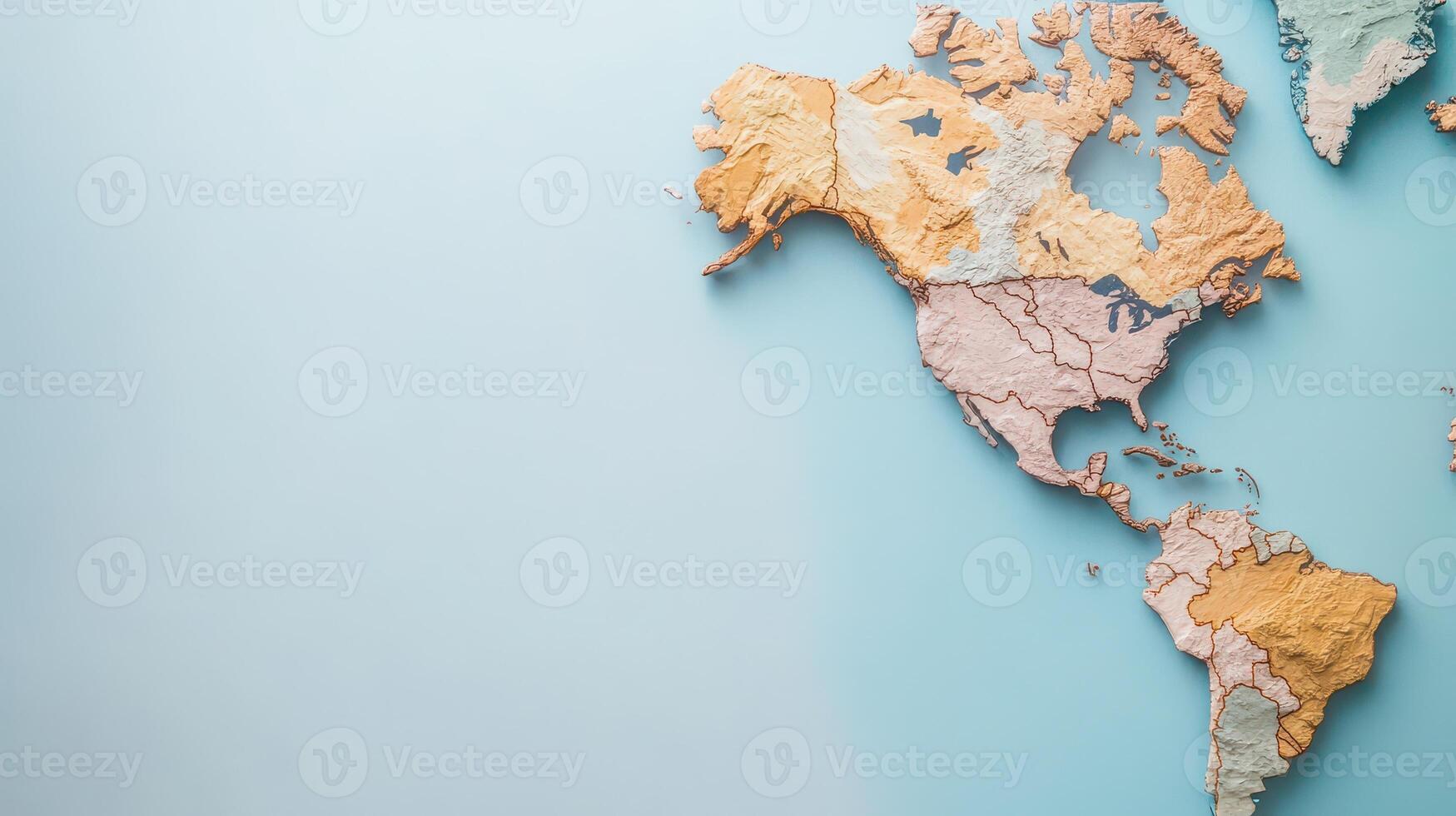 Map of North and South America in textured design photo