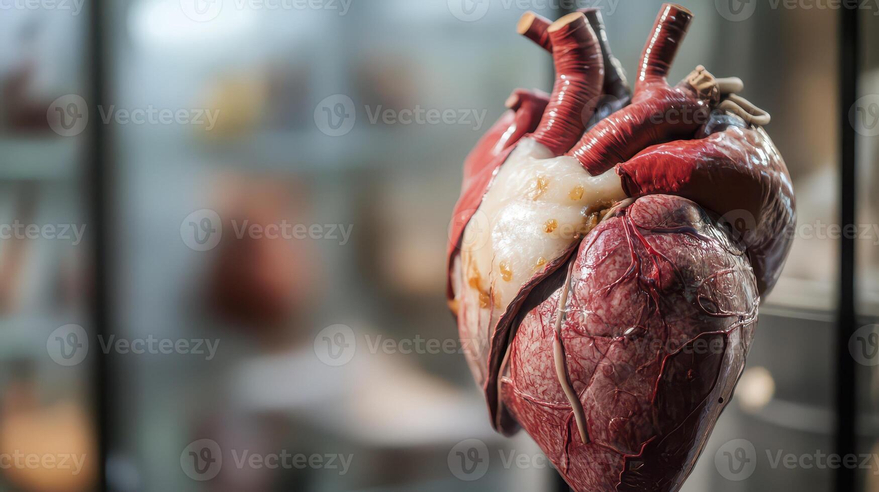 Realistic model of human heart displayed in museum photo