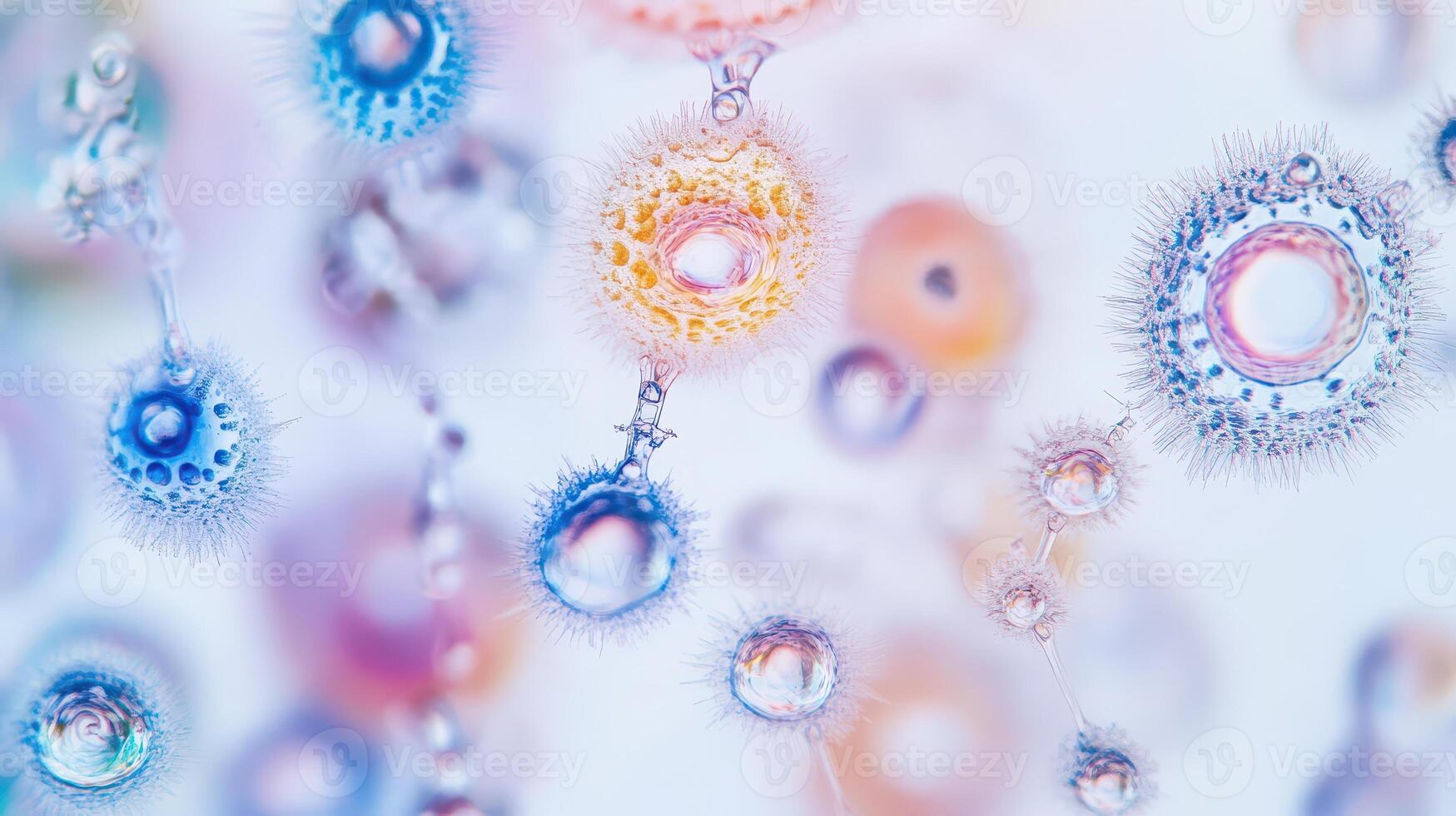 Colorful microscopic cells in a dynamic background photo