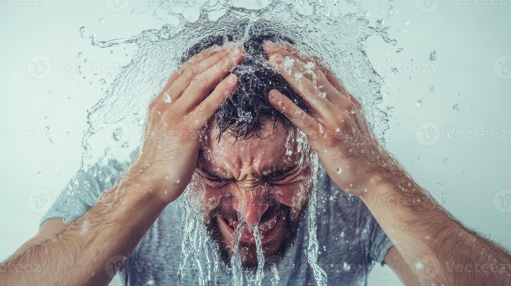 Man gets splashed in morning routine photo
