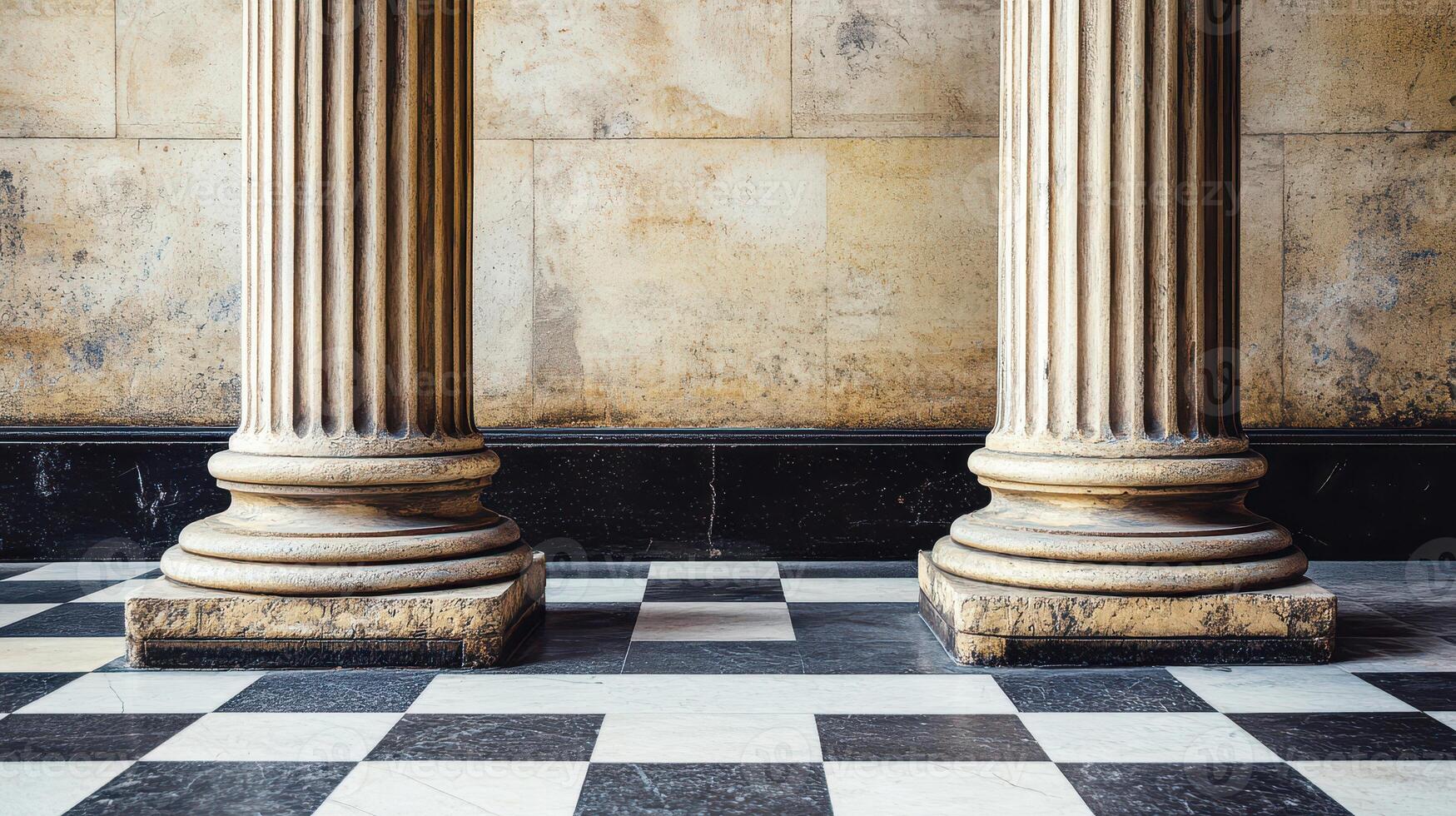 Elegant hall with historic columns photo