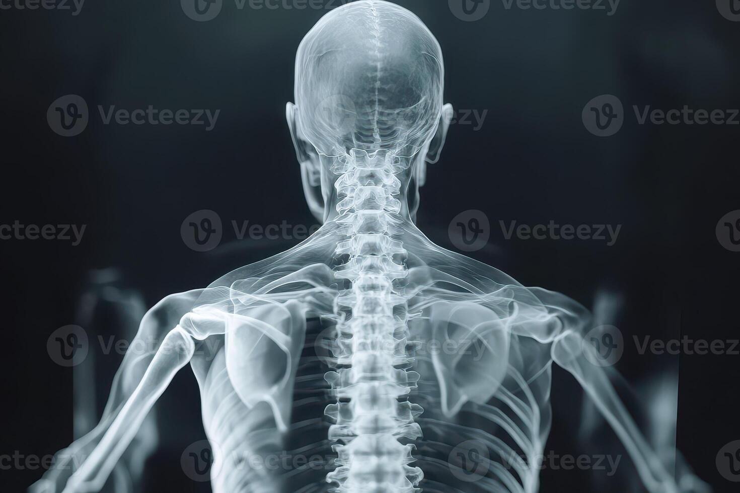 X ray view of human skeletal system from behind photo