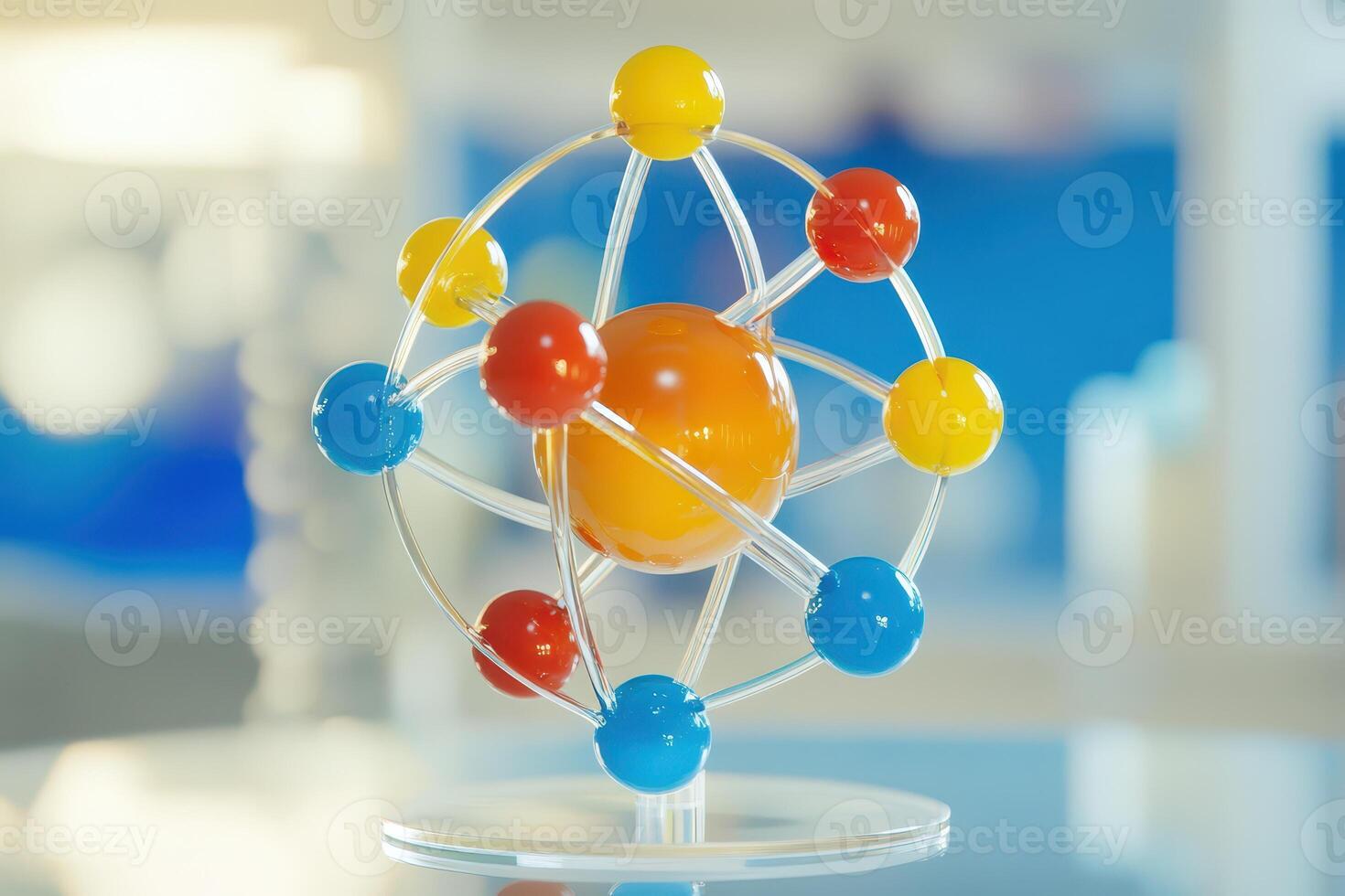 Educational model of an atom in a science exhibit photo
