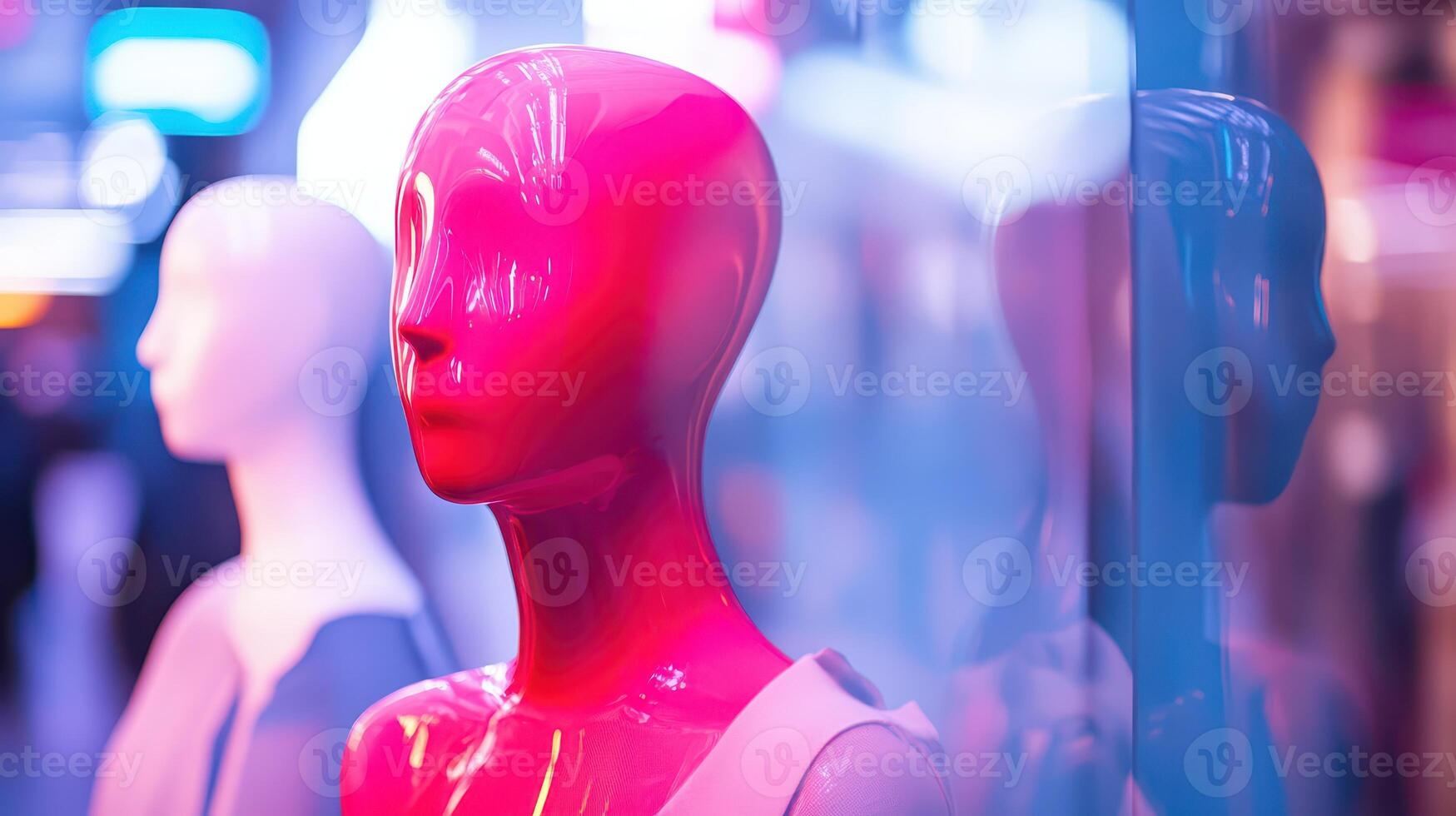 Colorful mannequin in store window photo