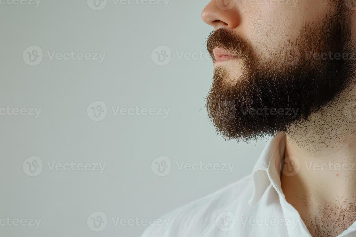 Close up view of a mans beard and neck area photo