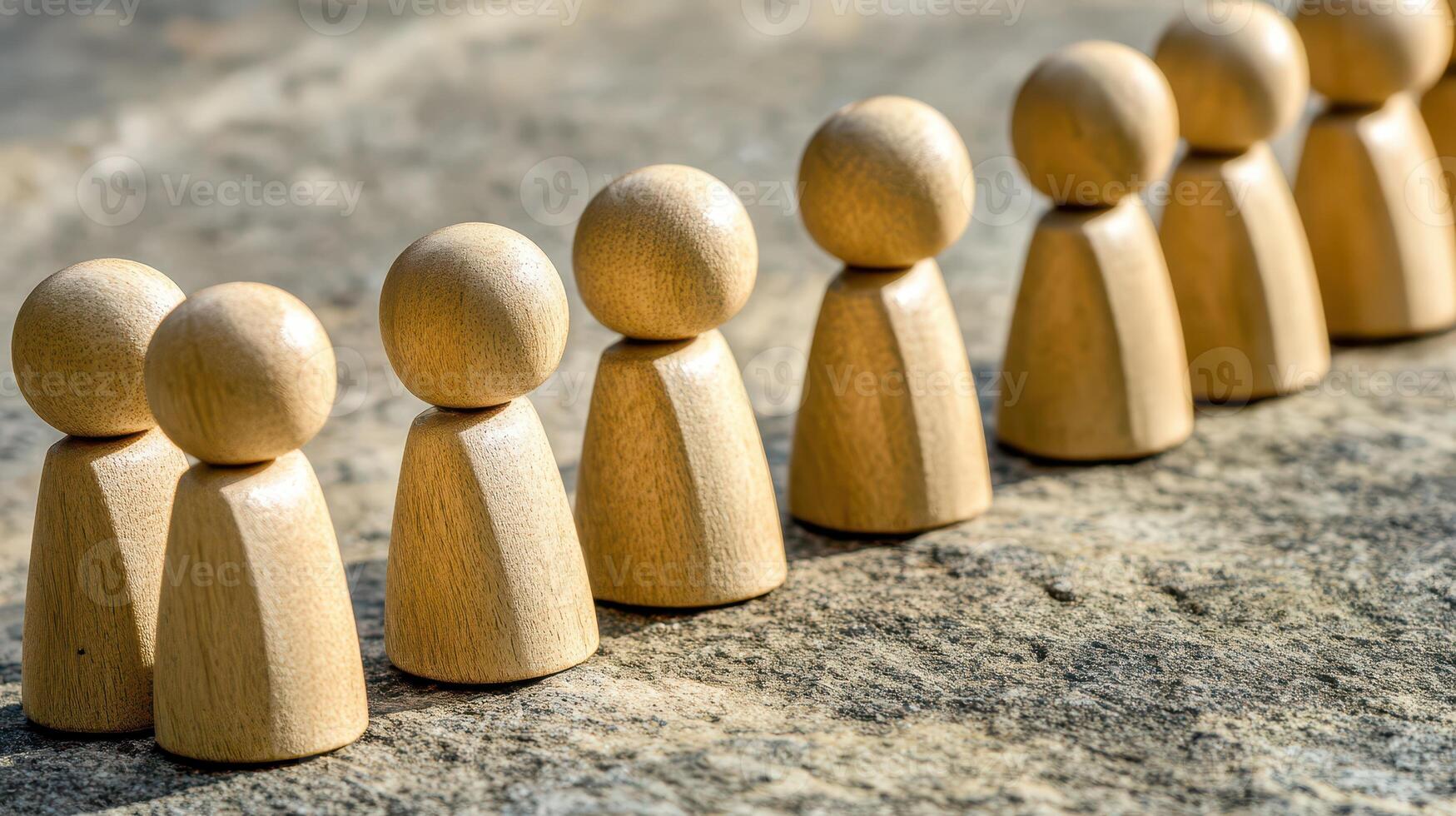 Wooden figures on stone surface photo