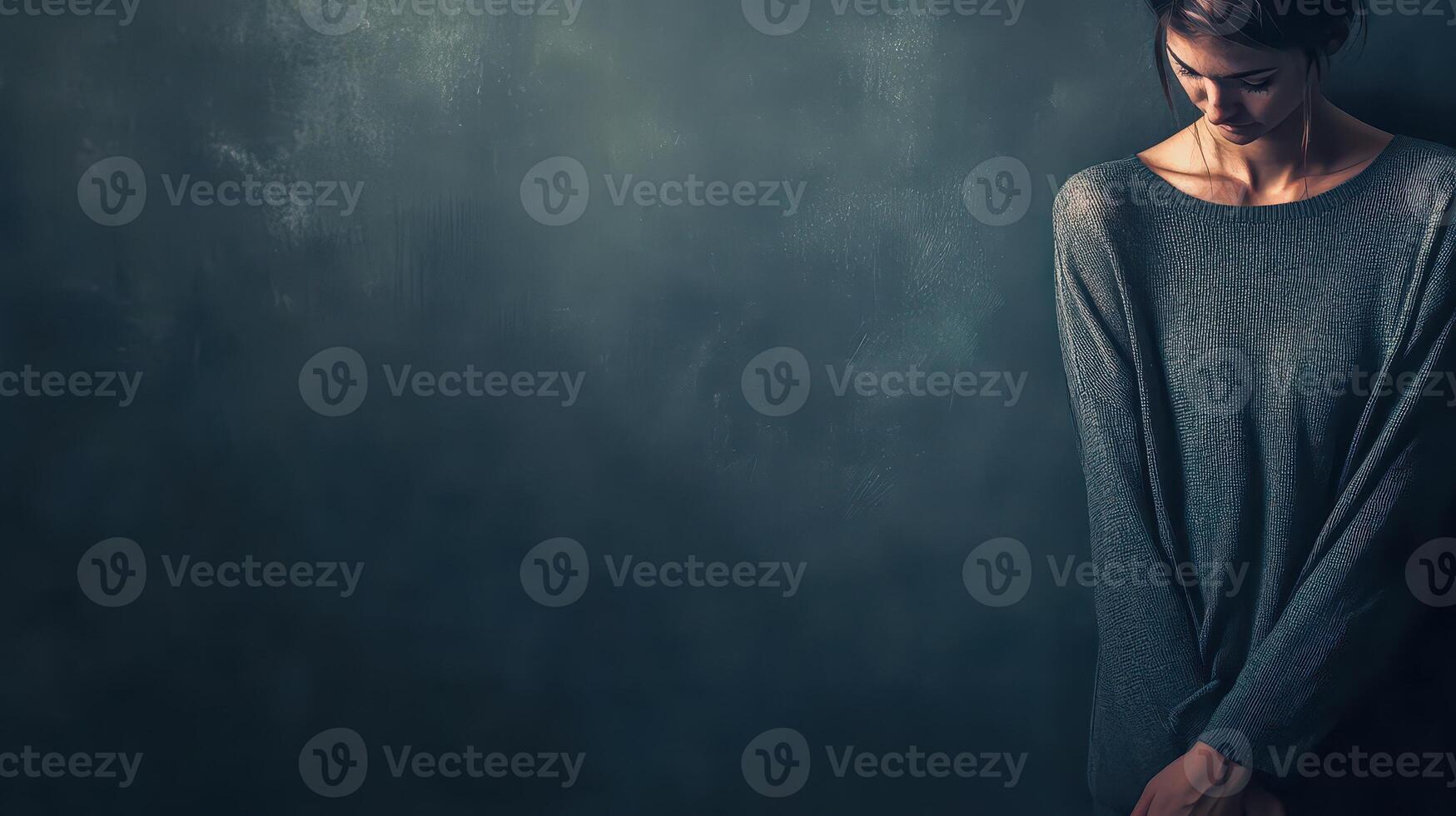 Woman displaying emotion in a minimal setting photo